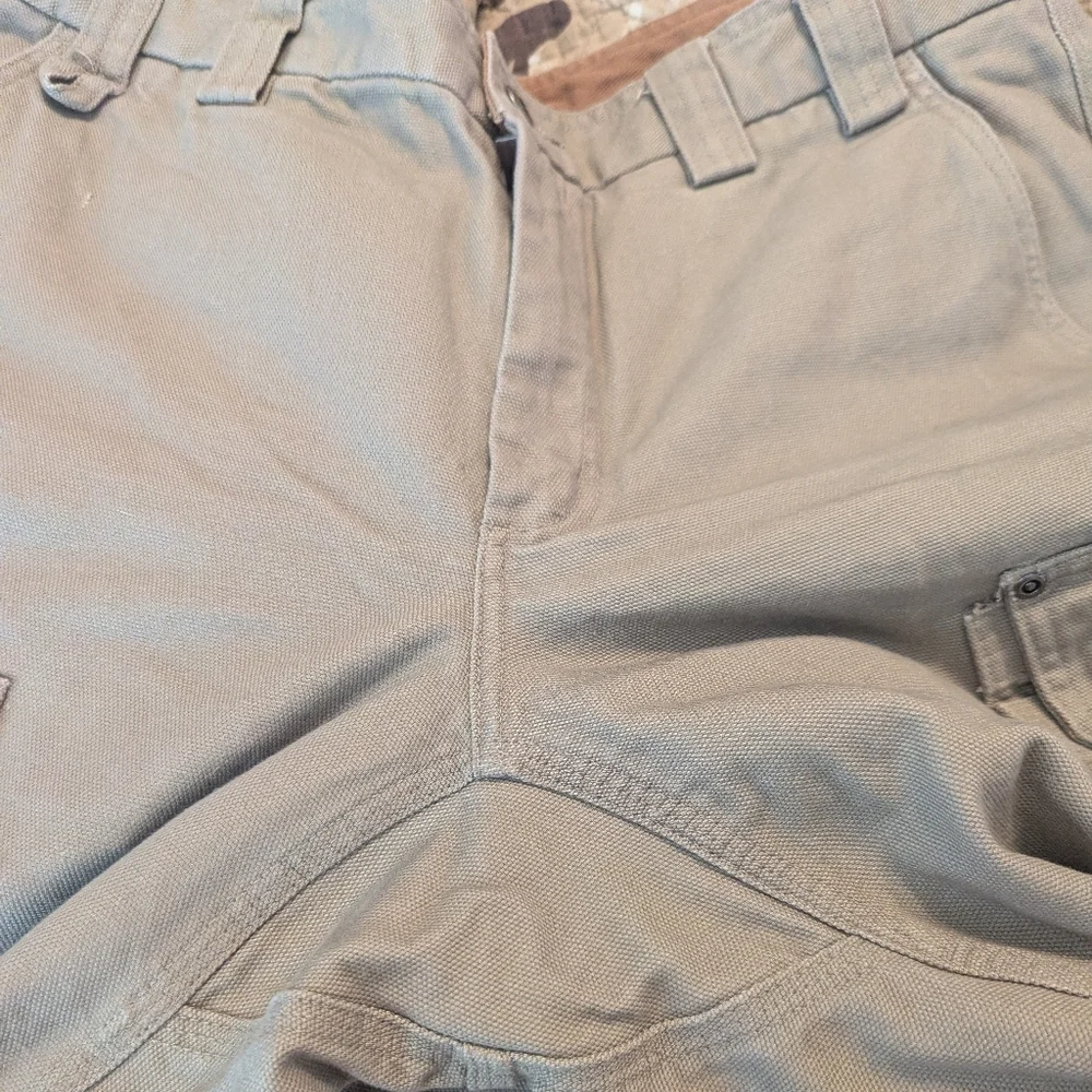 Duluth Dessert Khaki Tan Fire Hose Relaxed Fit Cotton Cargo Pants Men's 36x34
